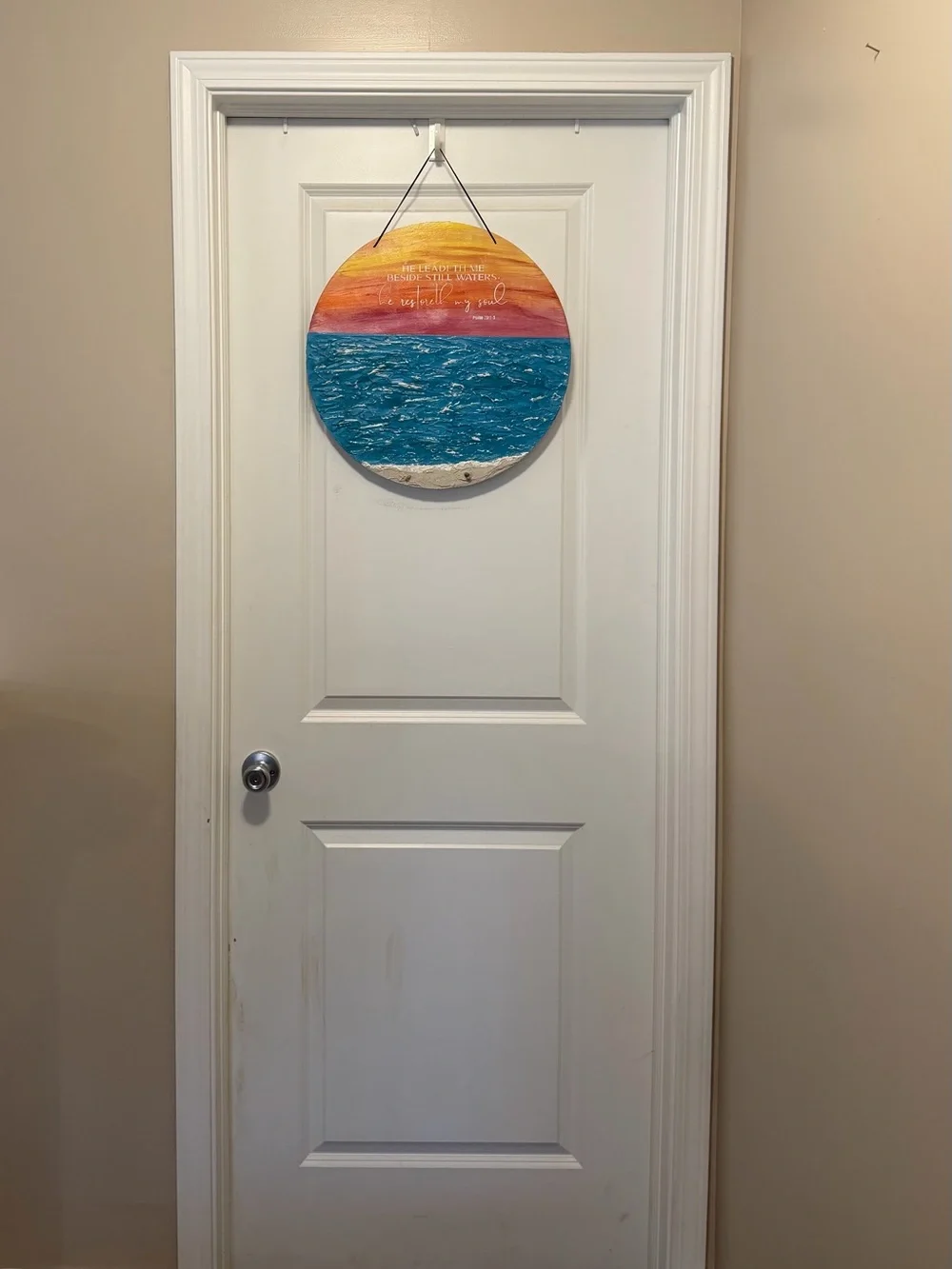 Sunset Ocean Round Wall Art - Blue and Orange 18